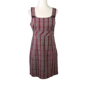 Vintage Y2K No Boundaries grey and plaid mini jumper dress 3